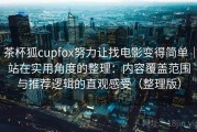 茶杯狐cupfox努力让找电影变得简单｜站在实用角度的整理：内容覆盖范围与推荐逻辑的直观感受（整理版）