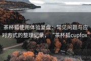 茶杯狐使用体验复盘：常见问题与应对方式的整理记录，“茶杯狐cupfox”