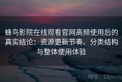 蜂鸟影院在线观看官网高频使用后的真实结论：资源更新节奏、分类结构与整体使用体验