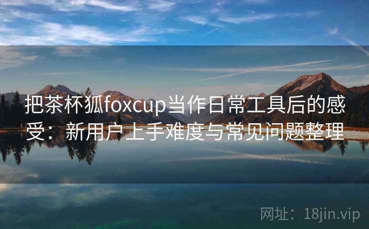 把茶杯狐foxcup当作日常工具后的感受:新用户上手难度与常见问题整理 把茶杯狐foxcup当作日常工具后的感受:新用户上手难度与常见问题整理